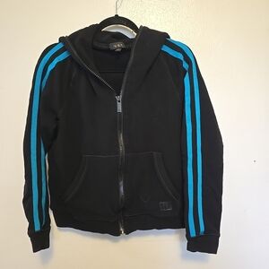 Alala x SLT Women's Full Zip Hoodie Black Blue Stripe L